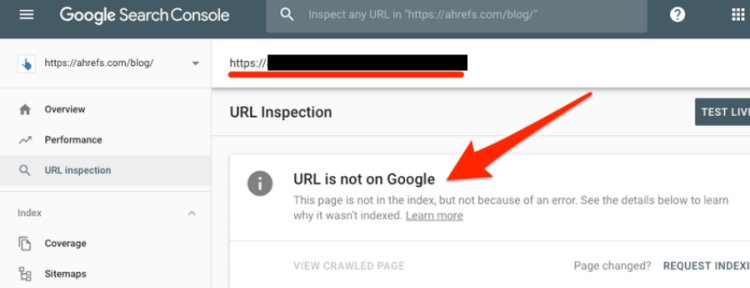 Krok 4: Poczekaj na zakończenie procedury. Zobaczysz wiadomość "URL is not on Google", jak pokazano poniżej.