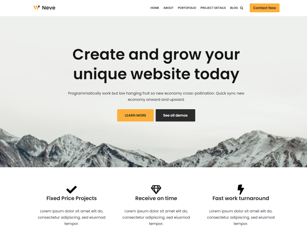 Darmowy motyw WordPress: Neve