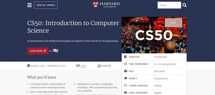 Harvard University's CS50 class to jedna z 20 najlepszych stron do nauki programowania za darmo