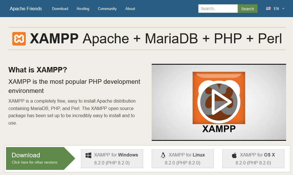 Le package XAMPP