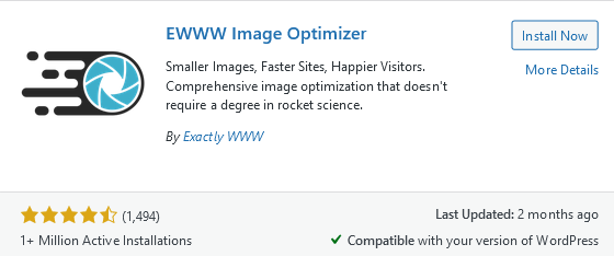 Wtyczka do optymalizacji obrazów EWWW Image Optimizer WordPress