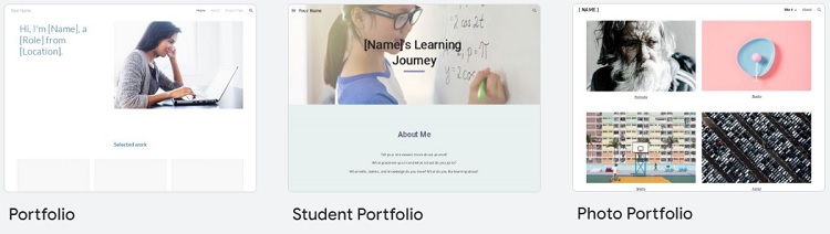 Best Google Sites Templates: Portfolio Template de portfolios sur votre site web