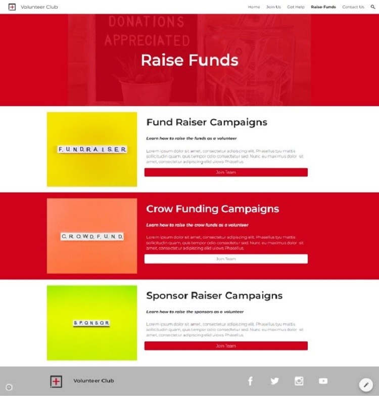 Best Google Sites Templates: Non-Profit Volunteer Club