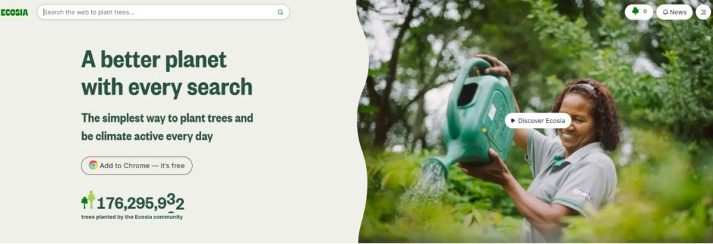 Поисковая система Ecosia