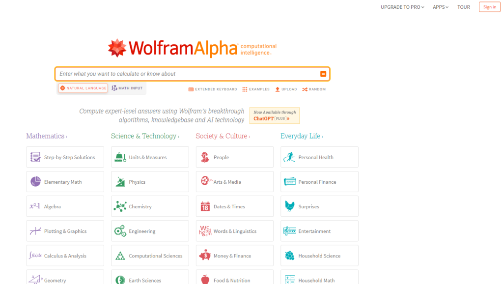 Поисковая система Wolfram Alpha