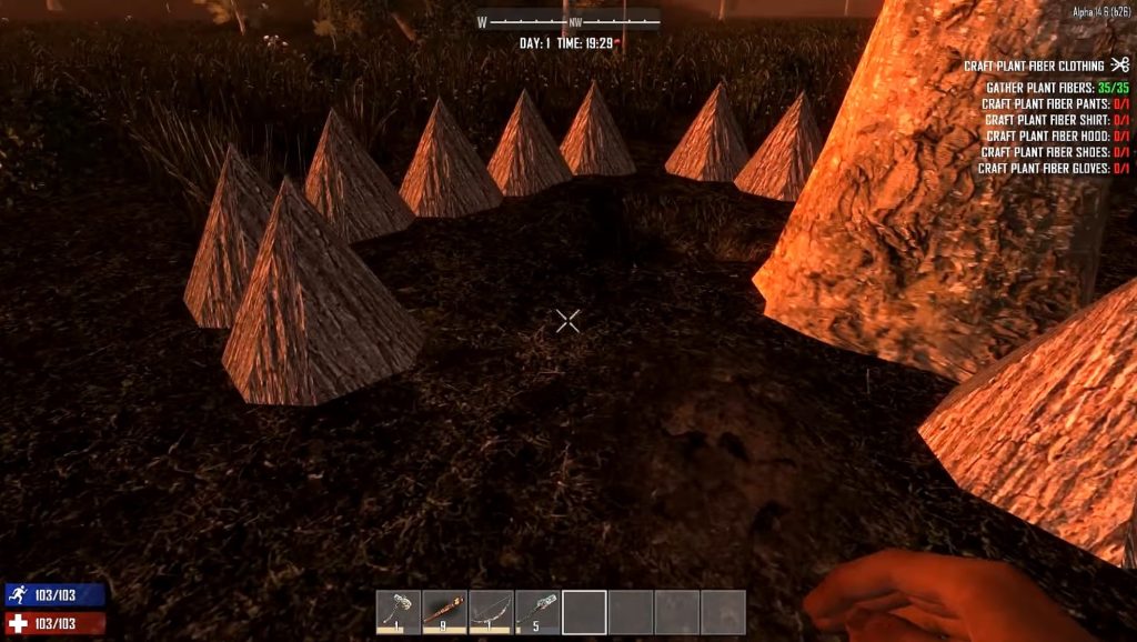 WOODEN SPKIES AROUND SHELTER 7 days to die