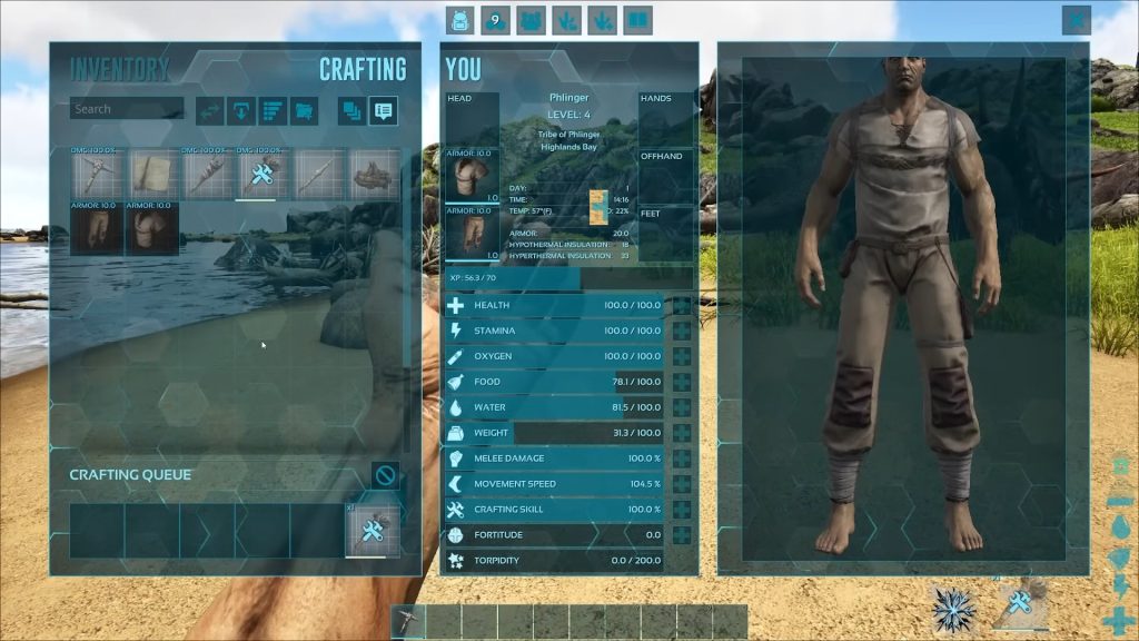 HUD of ARK Survival evolved