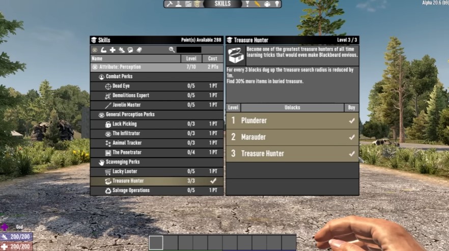 selecting treasure hunter perk