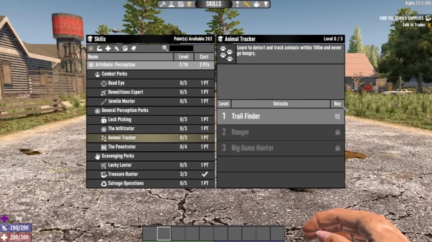 selecting Animal tracker perk