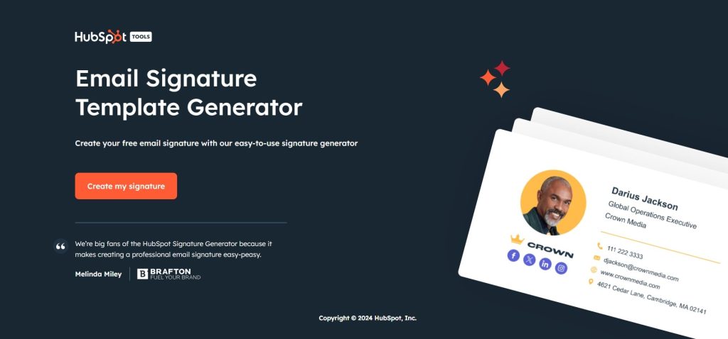 HubSpot 무료 이메일 서명 템플릿 생성기