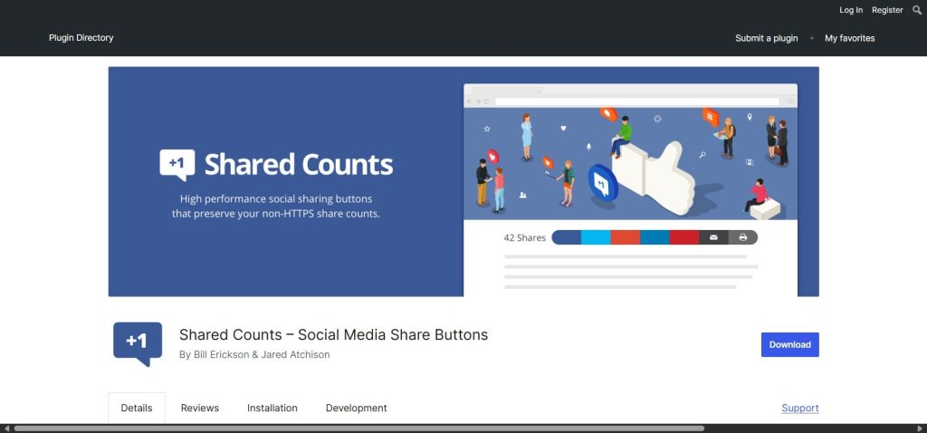 Plugin Social Media Shared Counts per WordPress