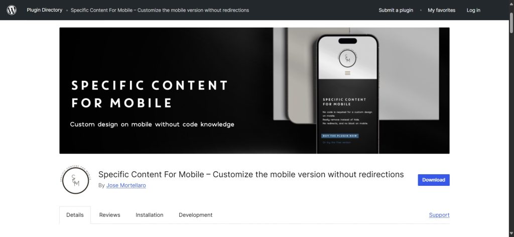 Specific Content for Mobile