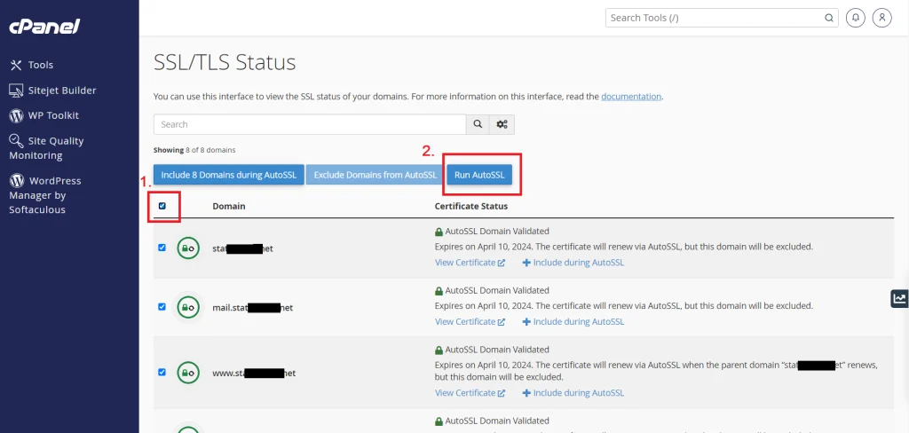 حالة SSL/TLS

