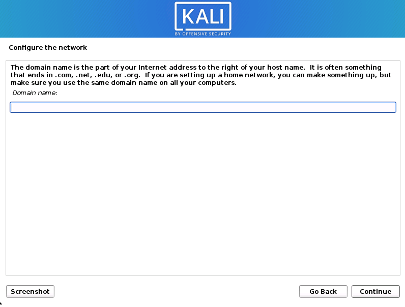 Enter domain to configure network