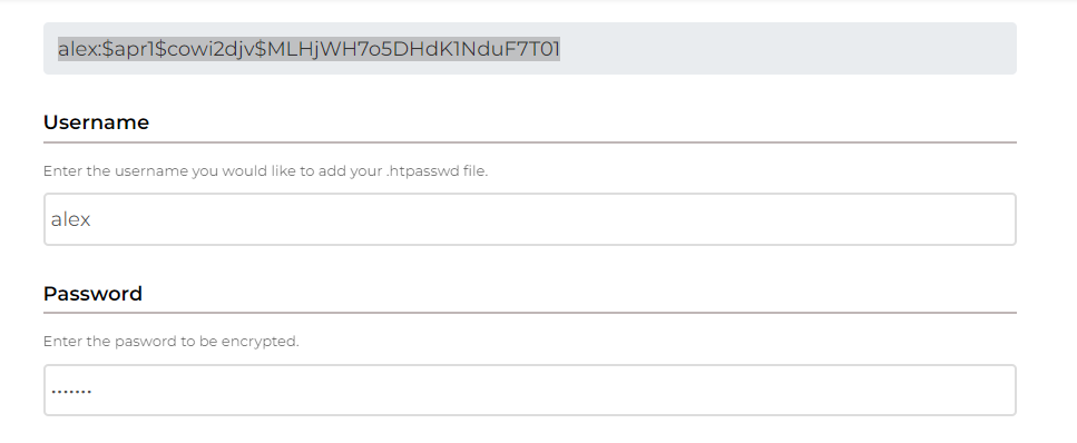.htpasswd file