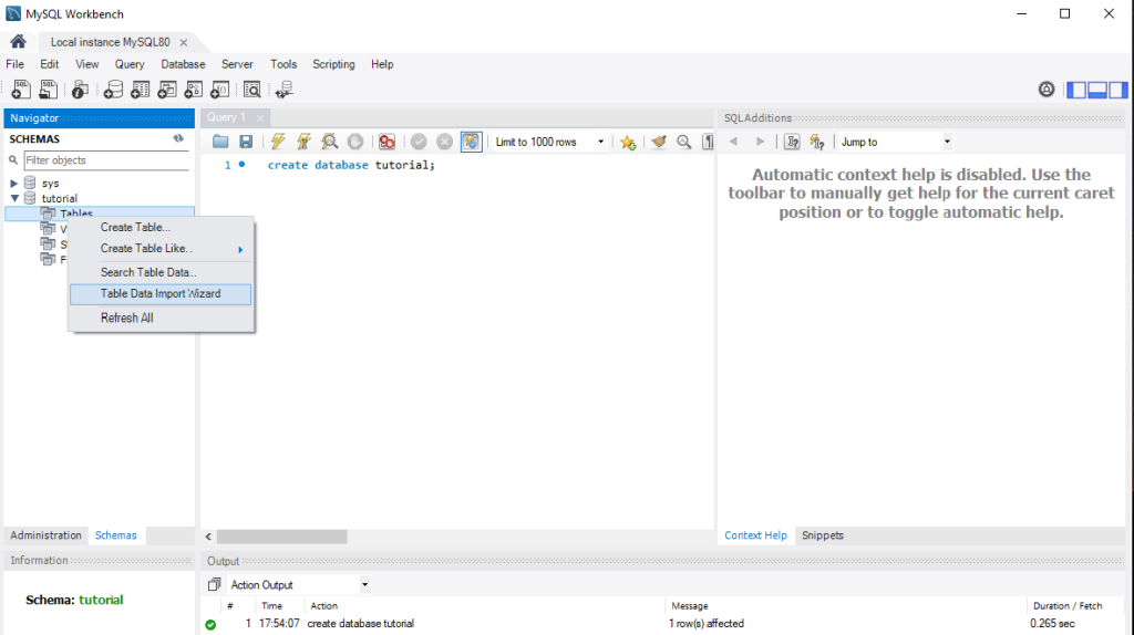 Table Data Import
