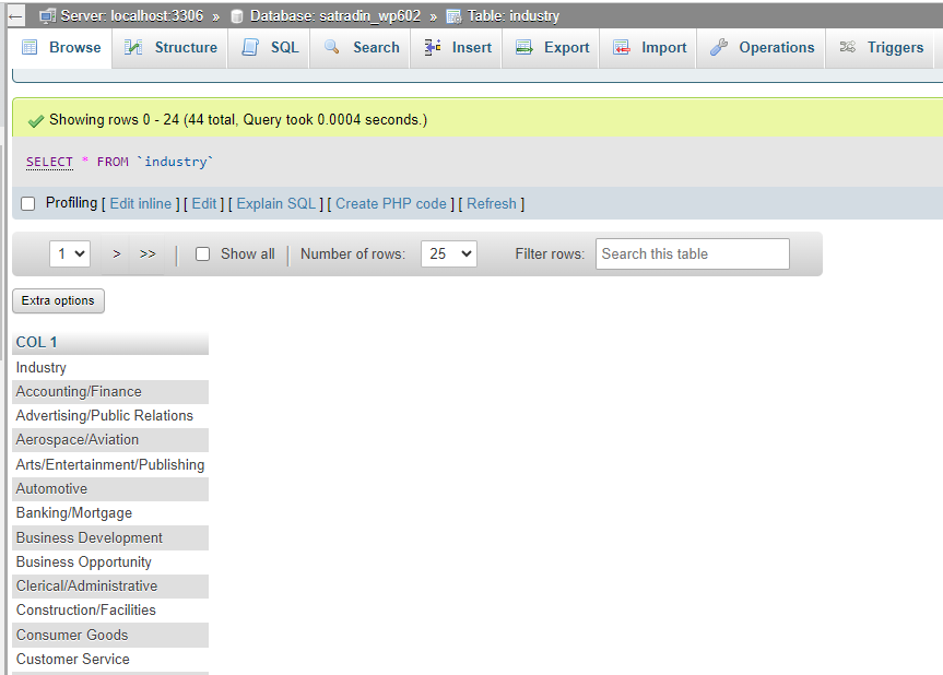 csv phpmyadmin