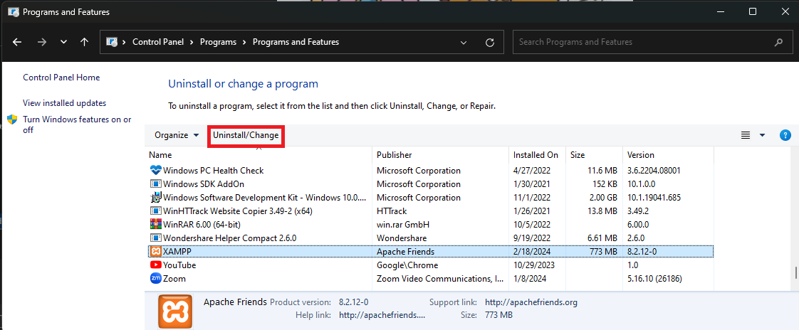 Uninstall a Program