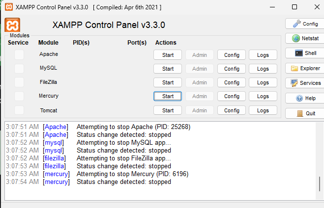 Uninstalling XAMPP