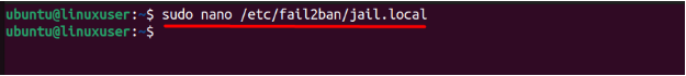 sudo nano /etc/fail2ban/jail.local