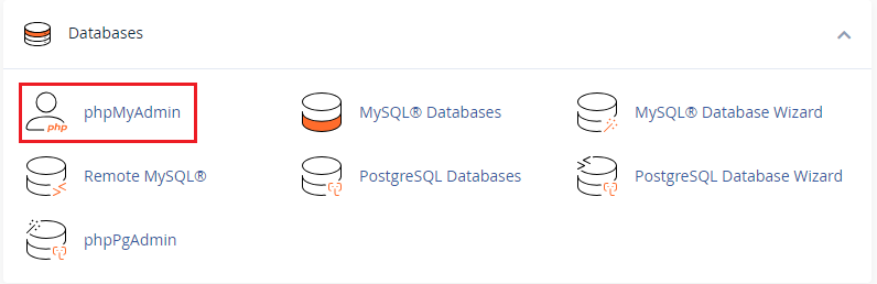 phpmyadmin section