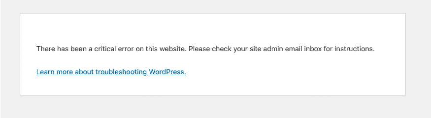 critical error on website