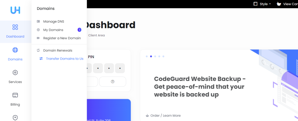transfer domain to ultahost