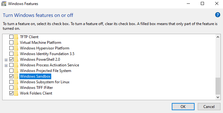 windows sandbox enable