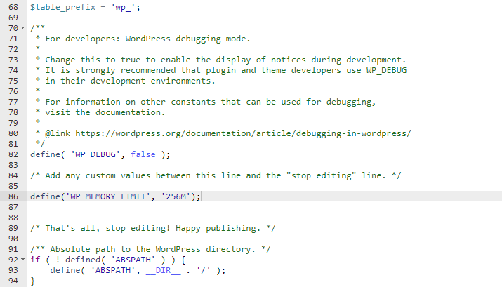 wordpress memory limit
