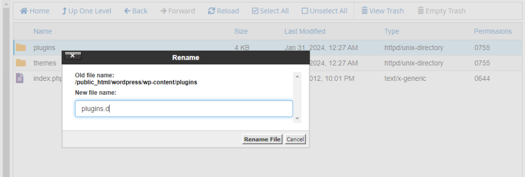 plugin folder deactivate