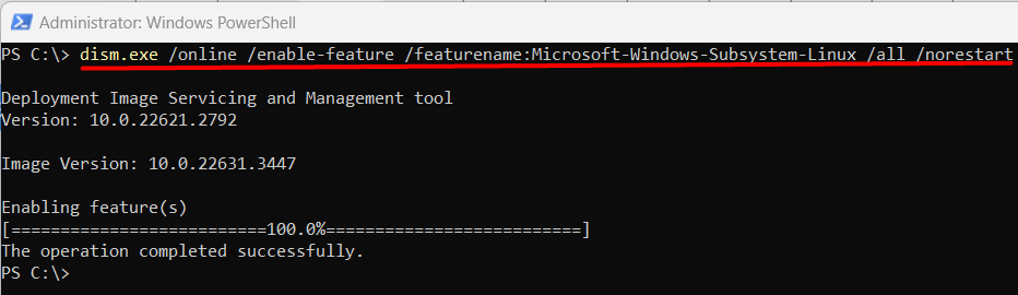 WSL powershell