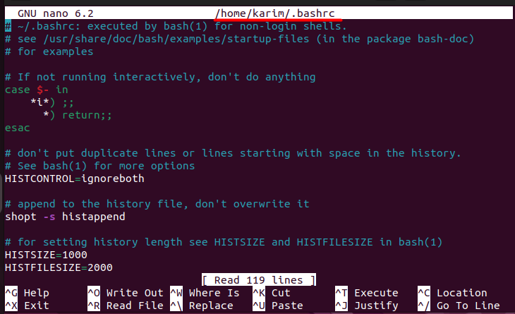 bashrc file