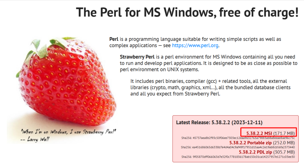 Downloading Perl on Windows
