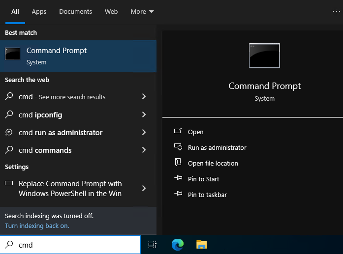cmd start menu