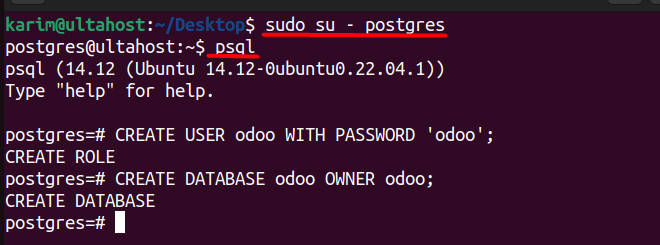 sudo su postgres