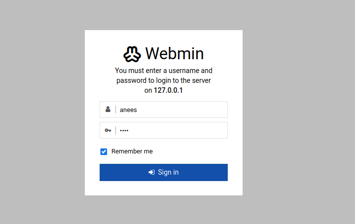 webmin sign-in