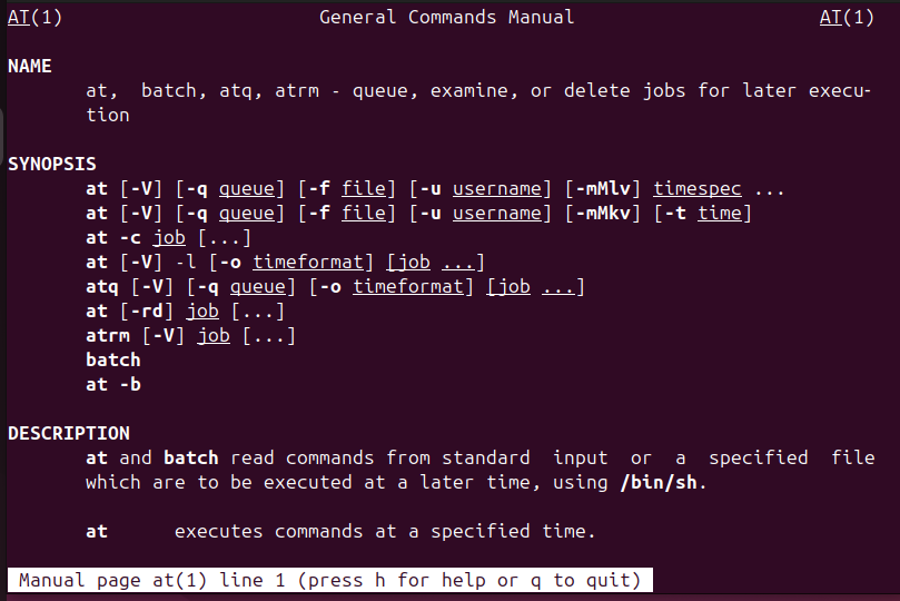 at command manual page