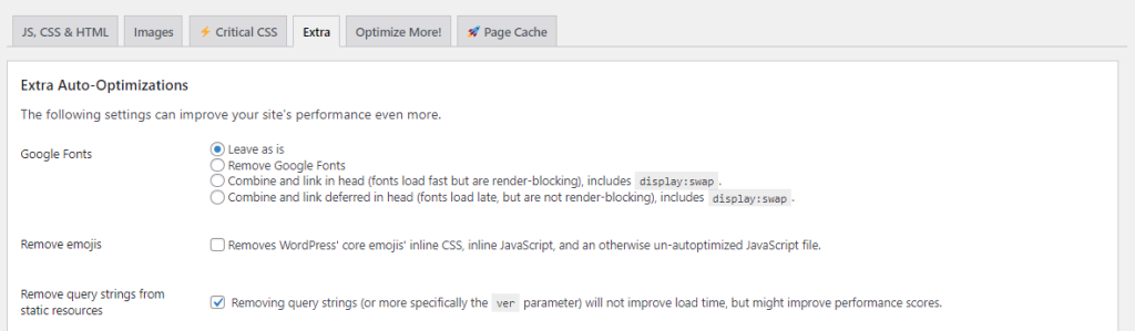 autoptimize remove query strings