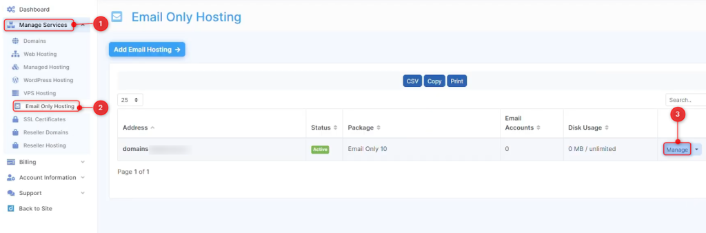 email only hosting